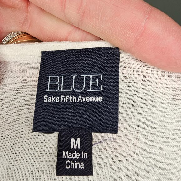 Blue Saks Fifth Ave 100% Linen Tunic Top - Picture 4 of 5